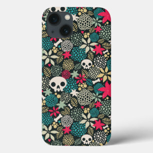Skull in flowers iPhone 13 case