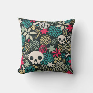 Skull in flowers cushion