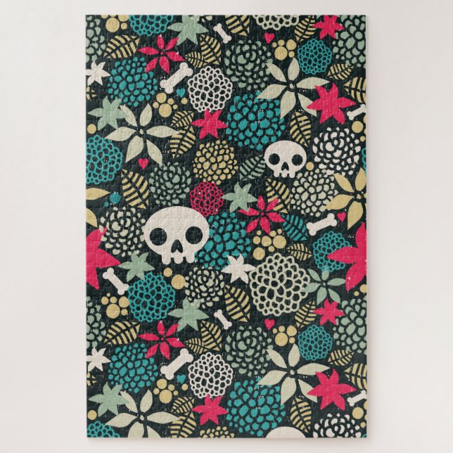 Skull in flowers jigsaw puzzle (Vertical)