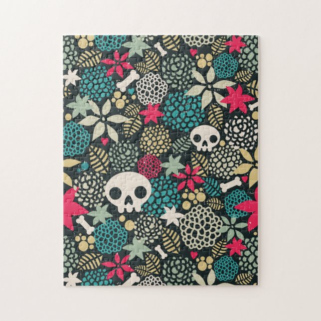 Skull in flowers jigsaw puzzle (Vertical)