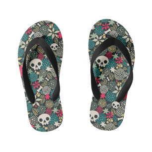 Skull in flowers kid's thongs