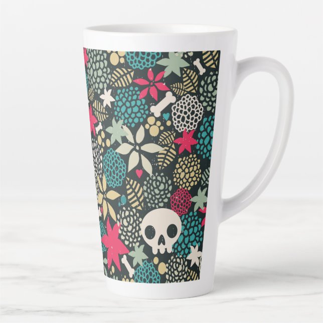 Skull in flowers latte mug (Right)