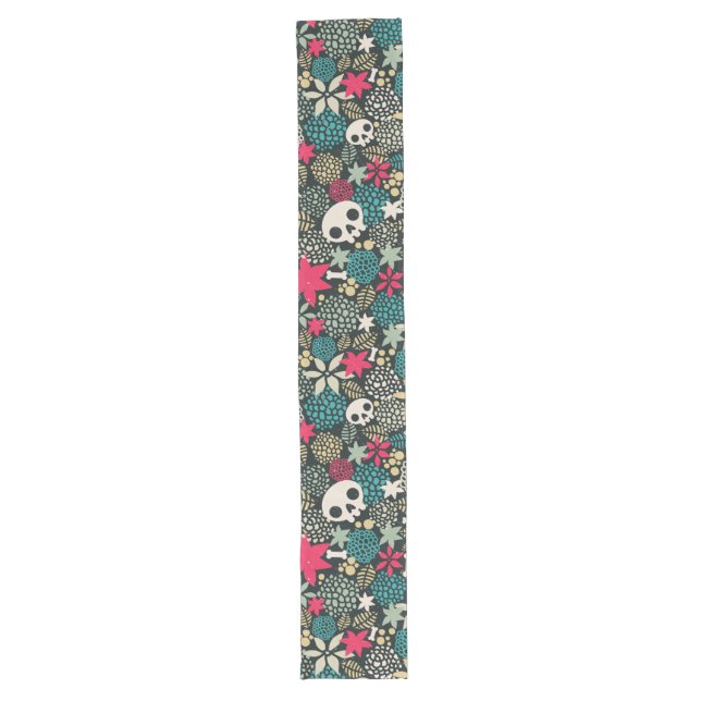 Skull in flowers long table runner (Front)