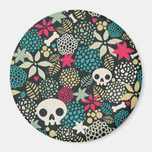 Skull in flowers magnet