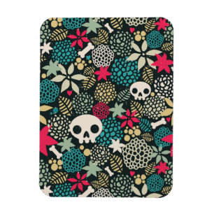 Skull in flowers magnet
