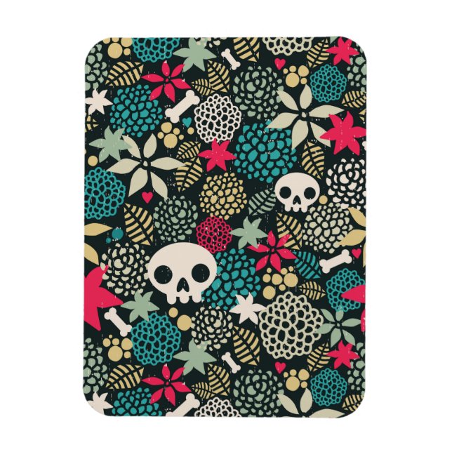 Skull in flowers magnet (Vertical)