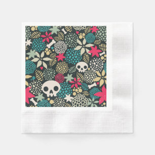 Skull in flowers napkin