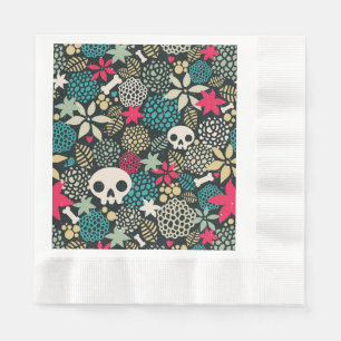 Skull in flowers napkin