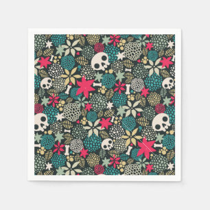Skull in flowers napkin