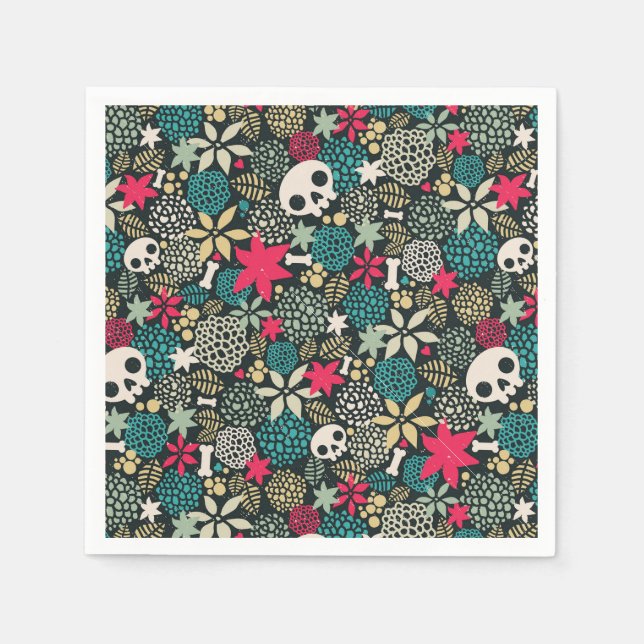 Skull in flowers napkin (Front)