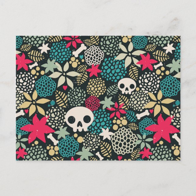 Skull in flowers postcard (Front)