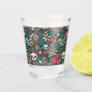 Skull in flowers shot glass