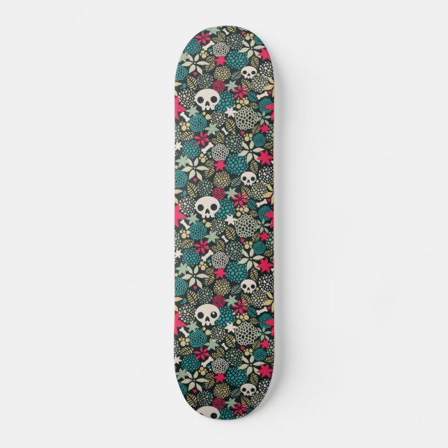 Skull in flowers skateboard (Front)