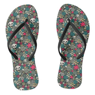 Skull in flowers thongs