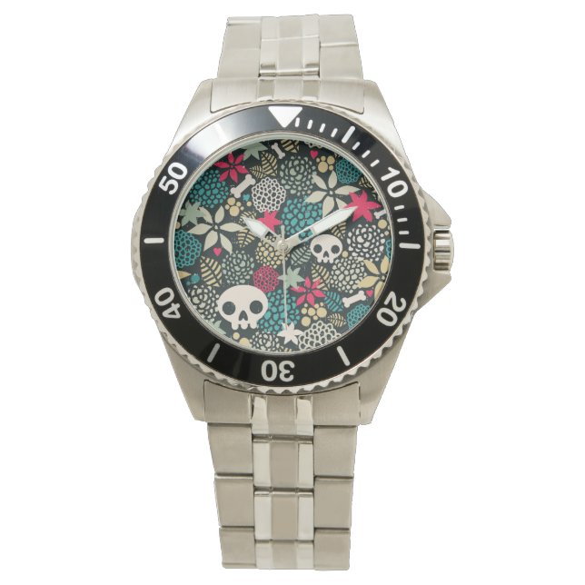 Skull in flowers watch (Front)