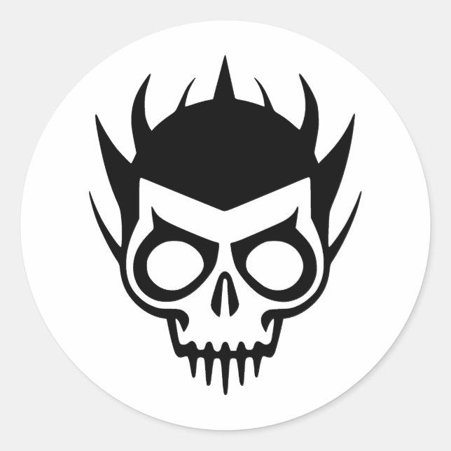  Skull in Minimalist Black & White Classic Round Sticker (Front)