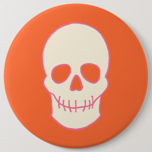 Skull in Pink, Orange and Cream 6 Cm Round Badge