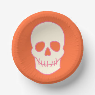 Skull in Pink, Orange and Cream Paper Plate