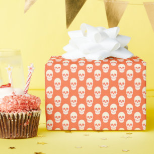 Skull in Pink, Orange and Cream Wrapping Paper