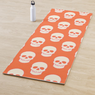 Skull in Pink, Orange and Cream Yoga Mat