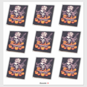 Skull in pumpkin bowl long grey hair