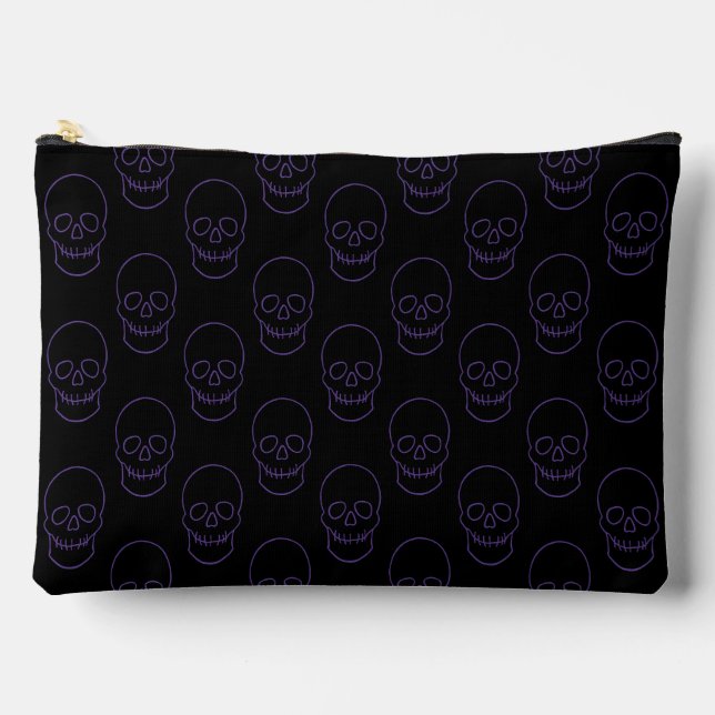 Skull in Purple and Black Accessory Pouch (Front)