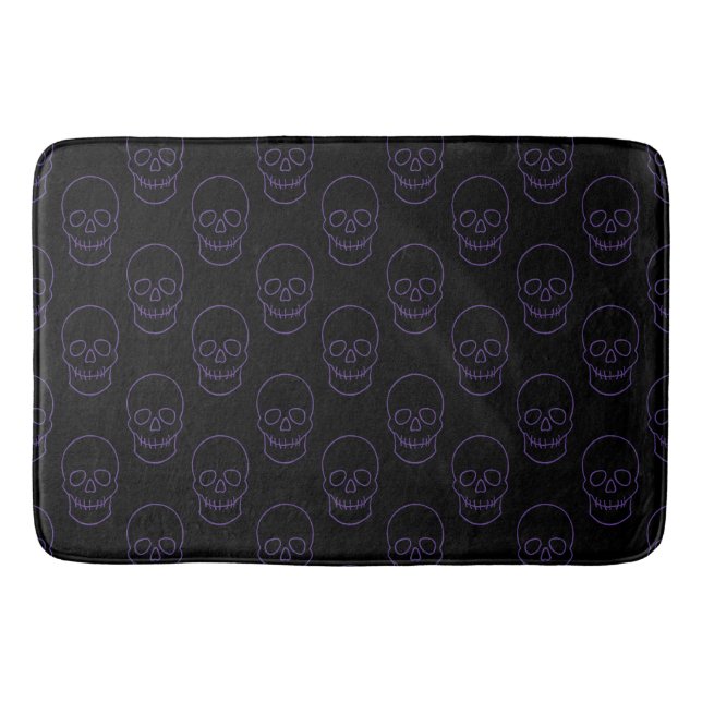 Skull in Purple and Black Bath Mat (Front)