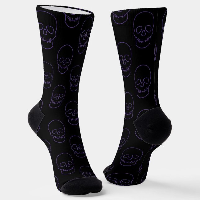 Skull in Purple and Black Socks (Angled)