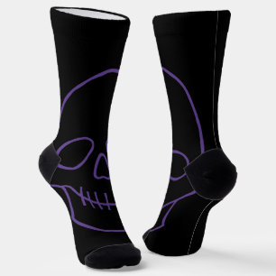 Skull in Purple and Black Socks