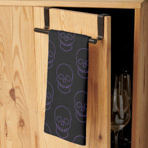 Skull in Purple and Black Tea Towel
