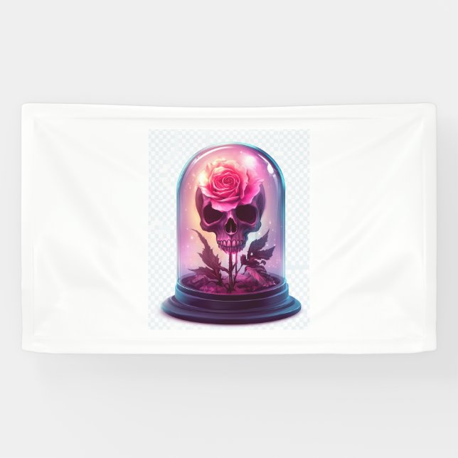 Skull in Rose Glass Banner (Horizontal)