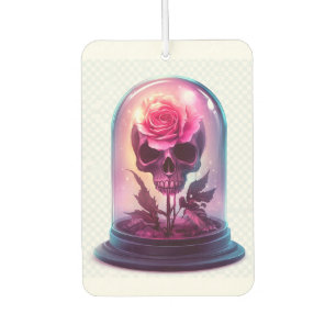 Skull in Rose Glass Car Air Freshener