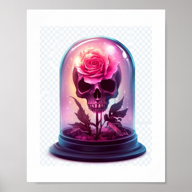 Skull in Rose Glass Poster (Front)