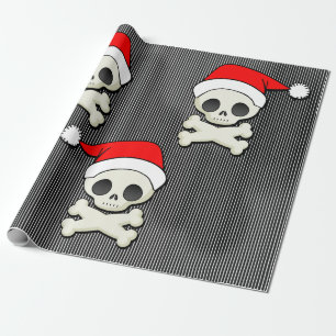 Skull in Santa Cap Goth Wrapping Paper