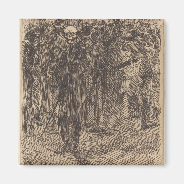 Skull in the Crowd (by Albert Besnard) Magnet (Front)