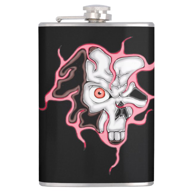 Skull in the Wall Hip Flask (Front)