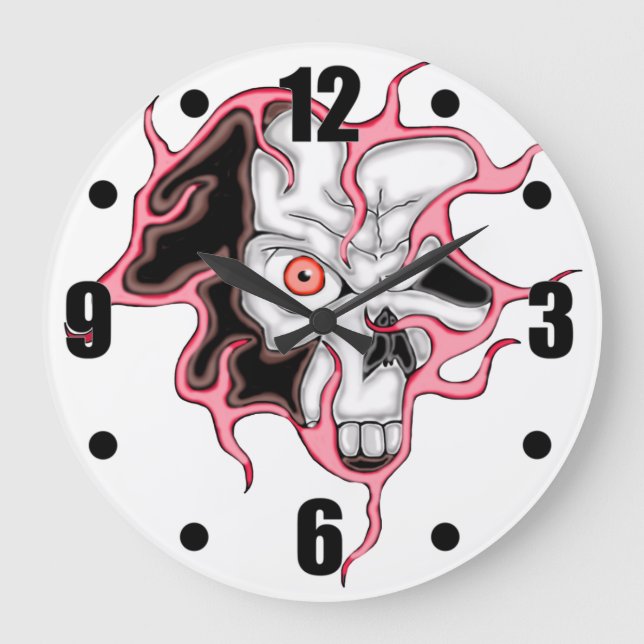 Skull In The Wall Large Clock (Front)