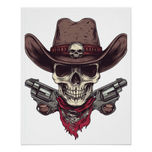 Skull in the Wild West Poster