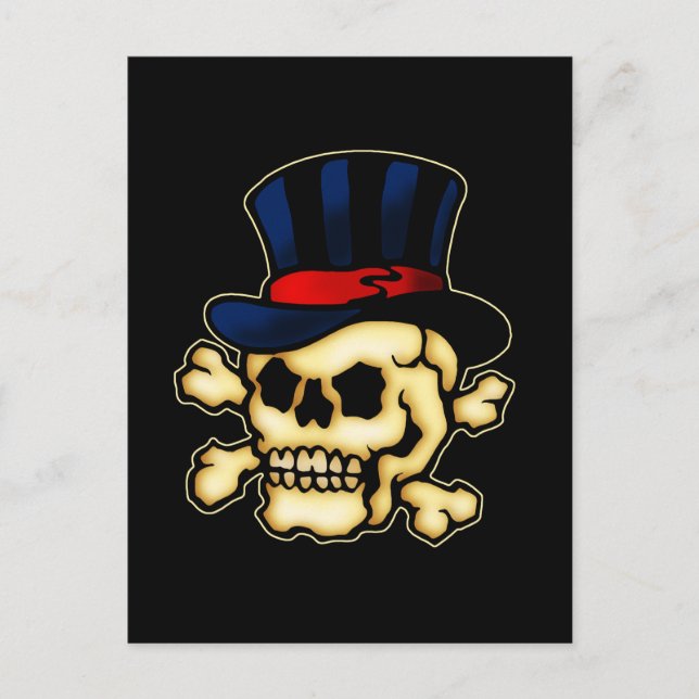 Skull in Top Hat Postcard (Front)
