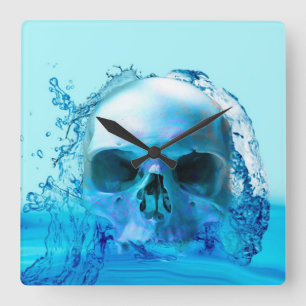 Skull in Water Square Wall Clock