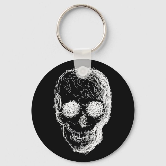 Skull, in White. Key Ring (Front)