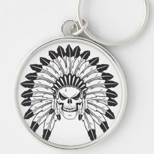 Skull Indian Chief Key Ring