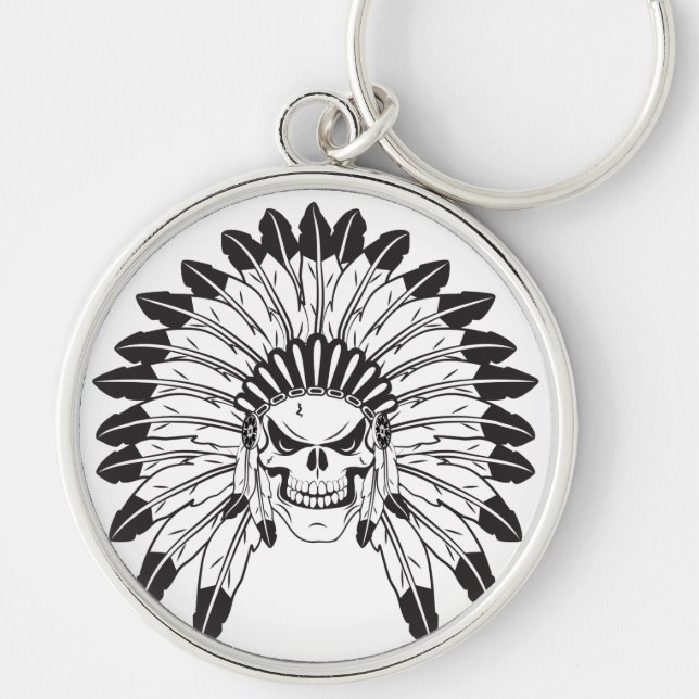 Skull Indian Chief Key Ring (Front)