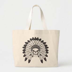 Skull Indian Chief Large Tote Bag