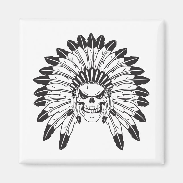 Skull Indian Chief Magnet (Front)