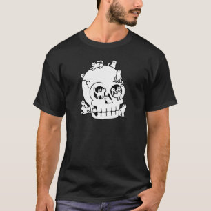 Skull is Full of Cats Doodle Spooky Skull Hallowee T-Shirt