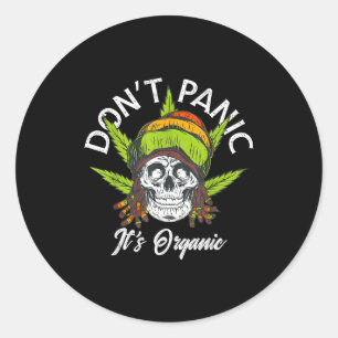 Skull Jamaica Rasta Funny Don´t Panic It´s Organic Classic Round Sticker