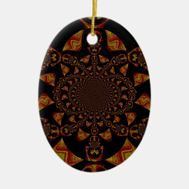 Skull Kaleidoscope Art Print Ceramic Ornament (Front)