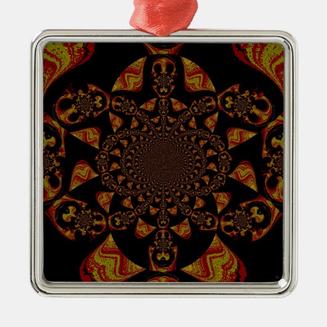 Skull Kaleidoscope Art Print Metal Ornament (Front)