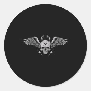 Skull Kettlebell Workout Strength Training Gym Classic Round Sticker
